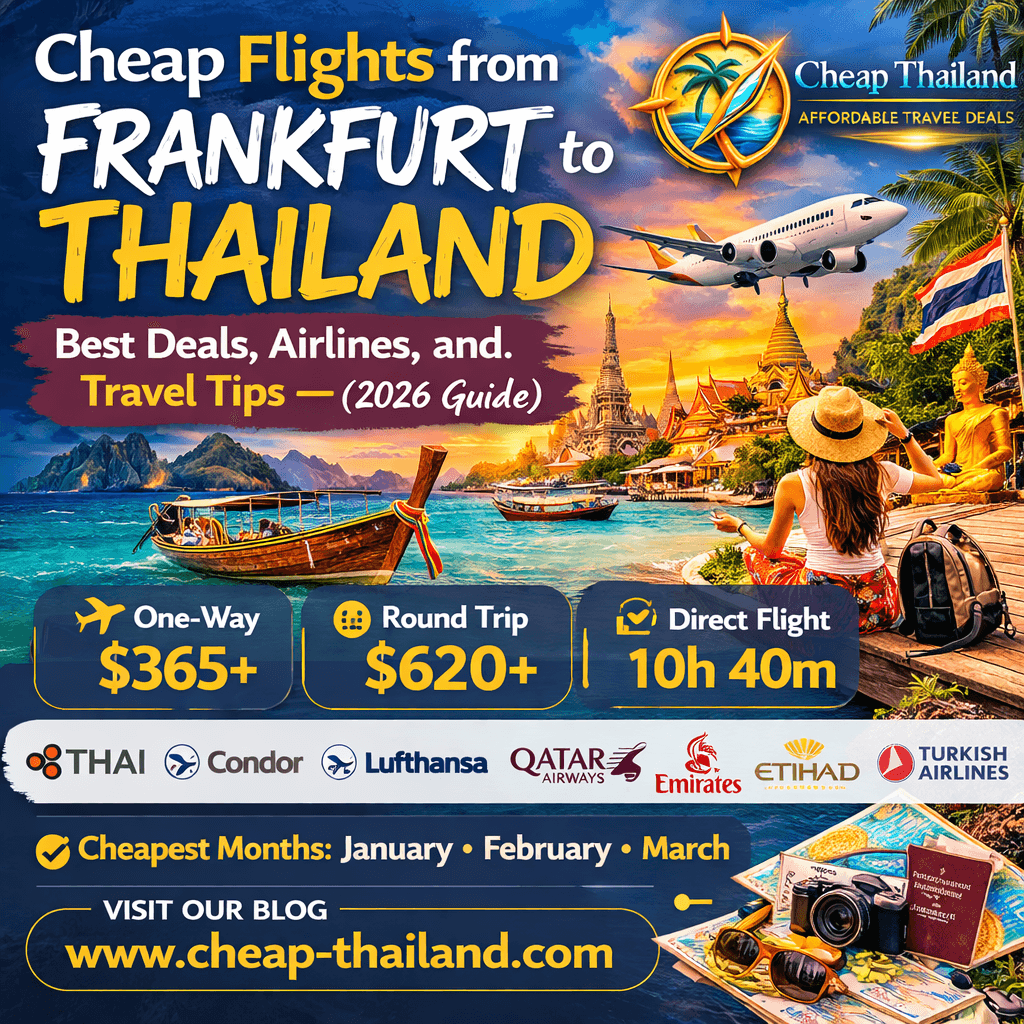 Cheap flights from Frankfurt to Thailand travel guide with Bangkok flight deals.