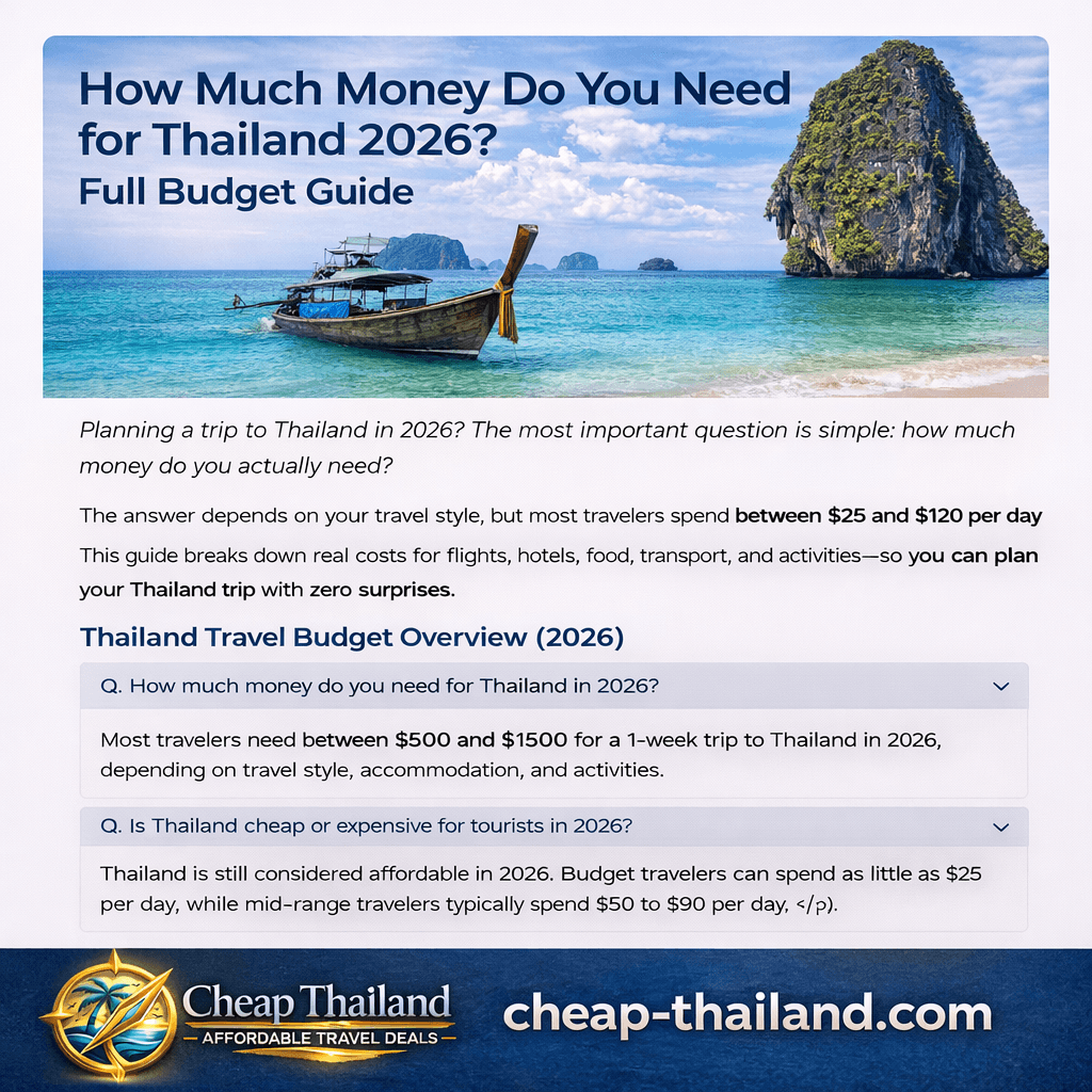 Thailand travel budget breakdown 2026 costs