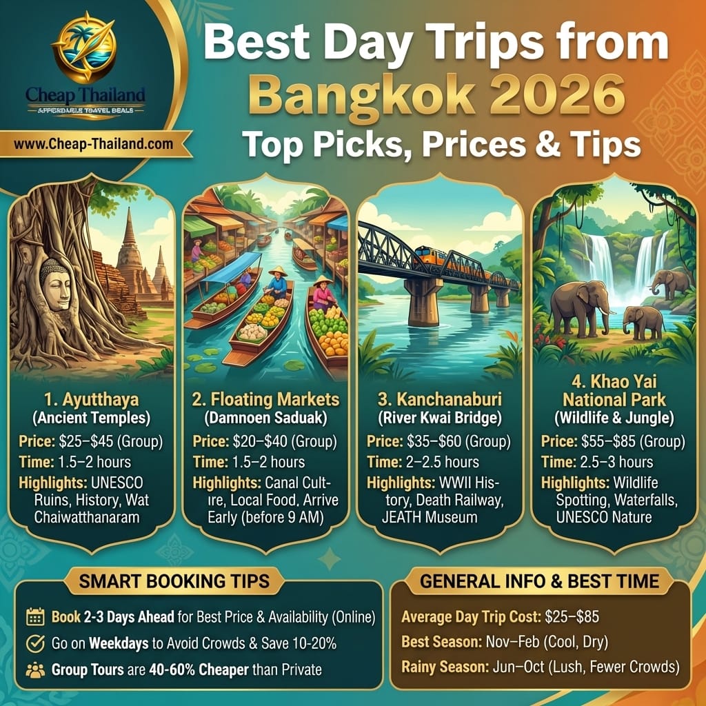 Best Day Trips from Bangkok 2026: Top Picks, Prices & Tips