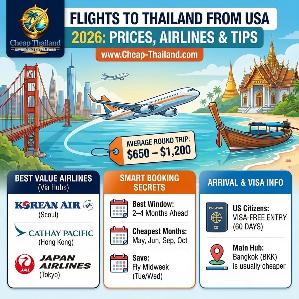 Flights to Thailand from USA 2026: Prices, Airlines & Tips