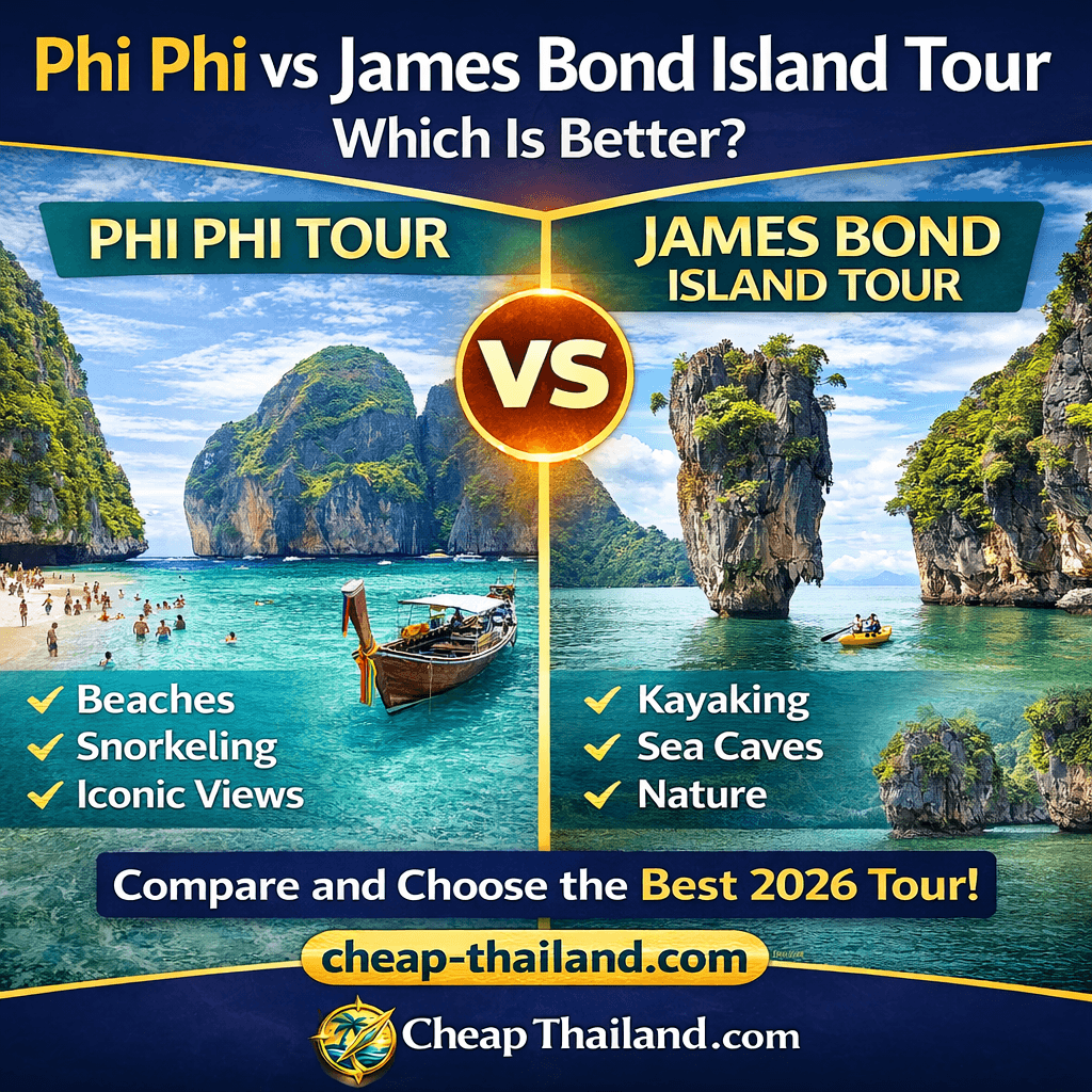 Phi Phi vs James Bond Island tour comparison Phuket Thailand 2026